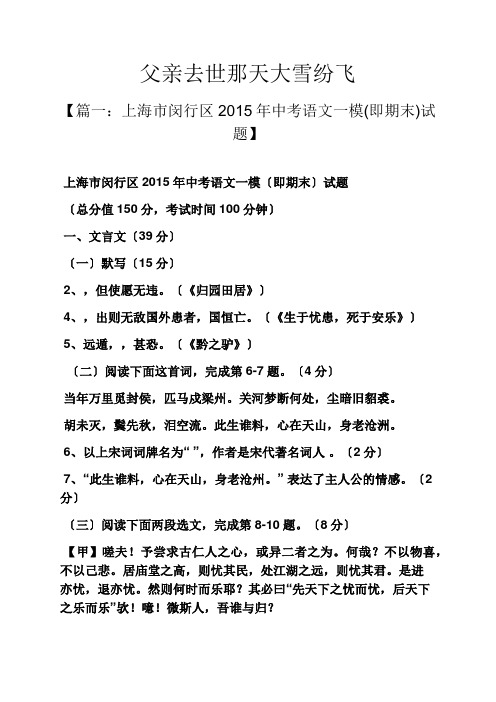父亲去世那天大雪纷飞