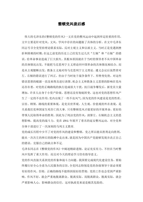 整顿党风读后感