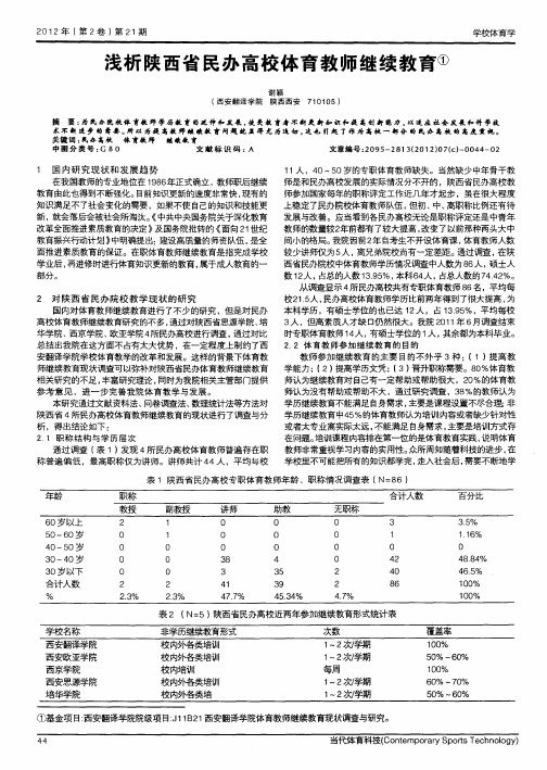 浅析陕西省民办高校体育教师继续教育