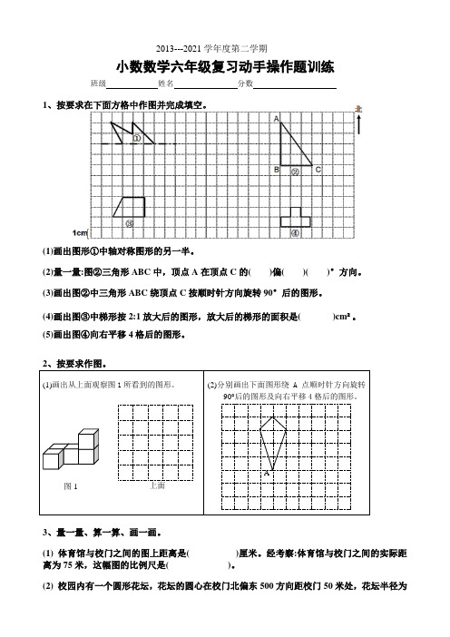 新人教版六年级数学下册操作题专项训练