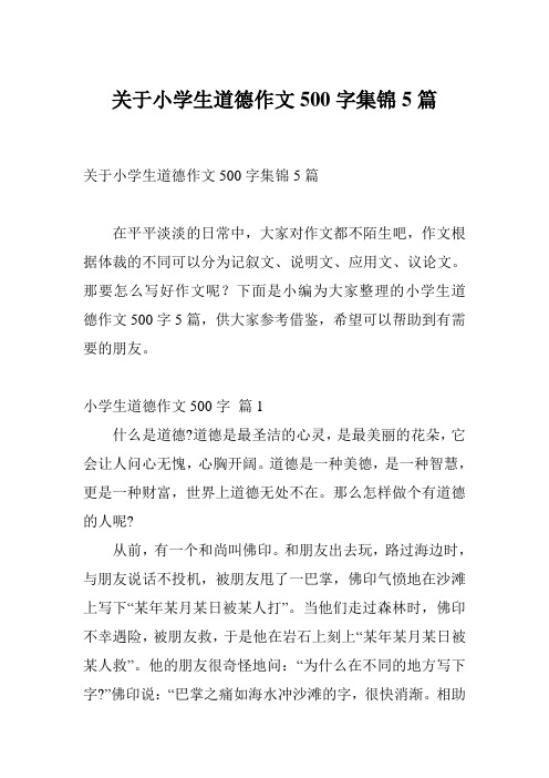 关于小学生道德作文500字集锦5篇