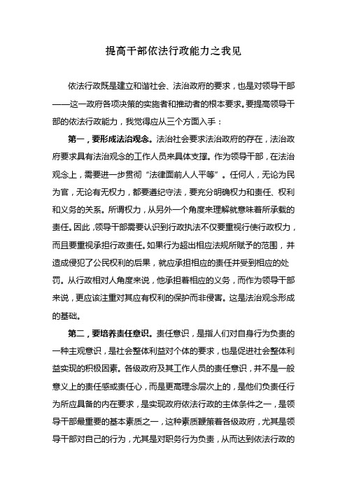 提高干部依法行政能力之我见