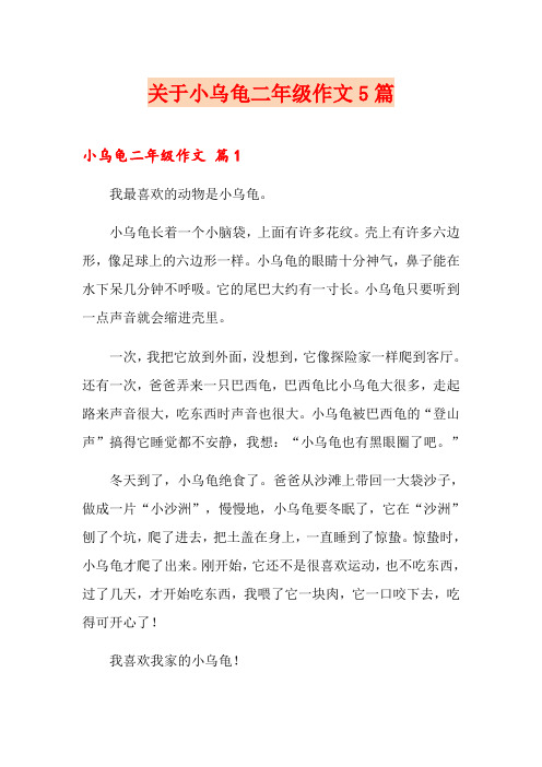 关于小乌龟二年级作文5篇