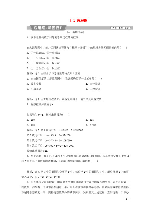 高中数学第四章框图4.1流程图练习含解析新人教A版选修1_2