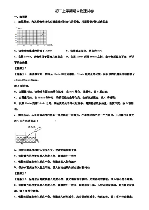 〖汇总3套试卷〗湖南省名校2021年八年级上学期物理期末复习检测试题