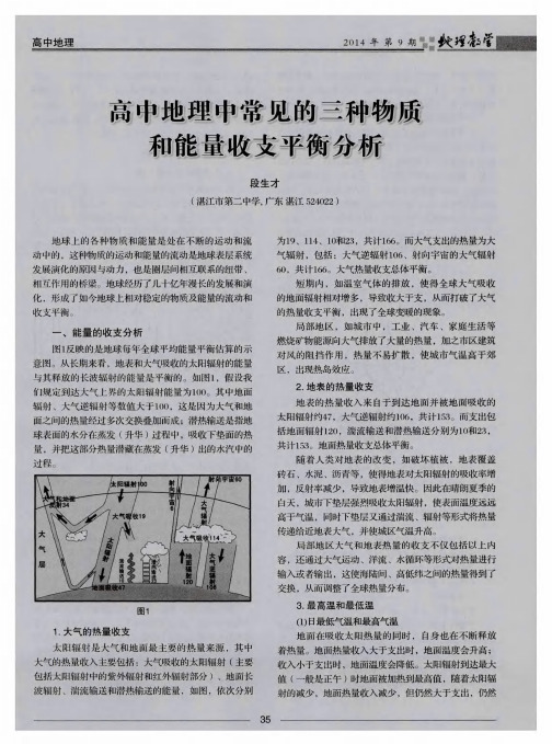 高中地理中常见的三种物质和能量收支平衡分析