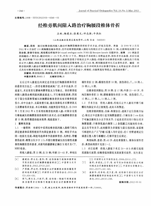 经椎旁肌间隙入路治疗胸腰段椎体骨折
