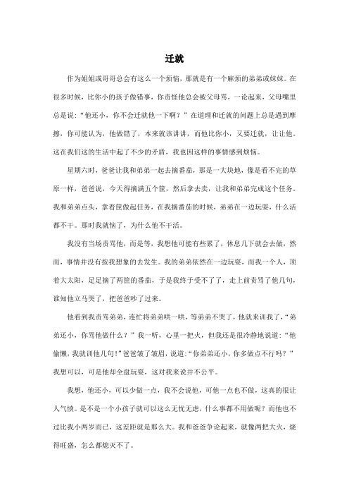 迁就_小学四年级作文800字
