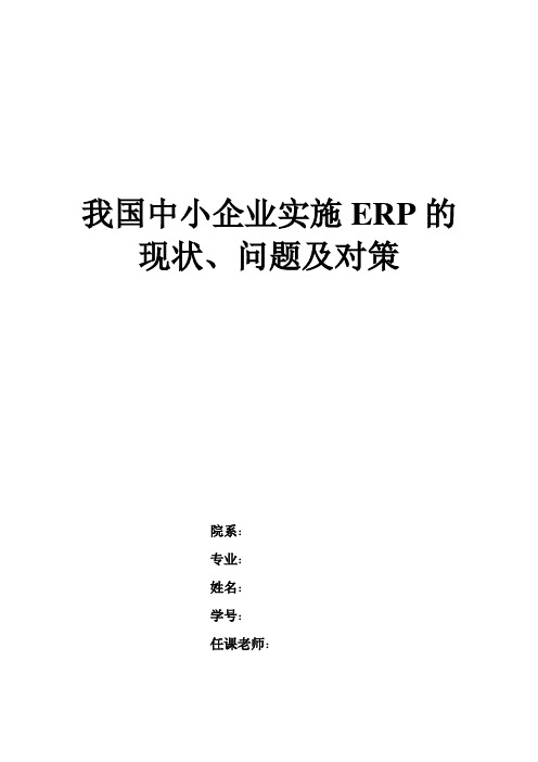 我国中小企业实施ERP的现状、问题及解决方法
