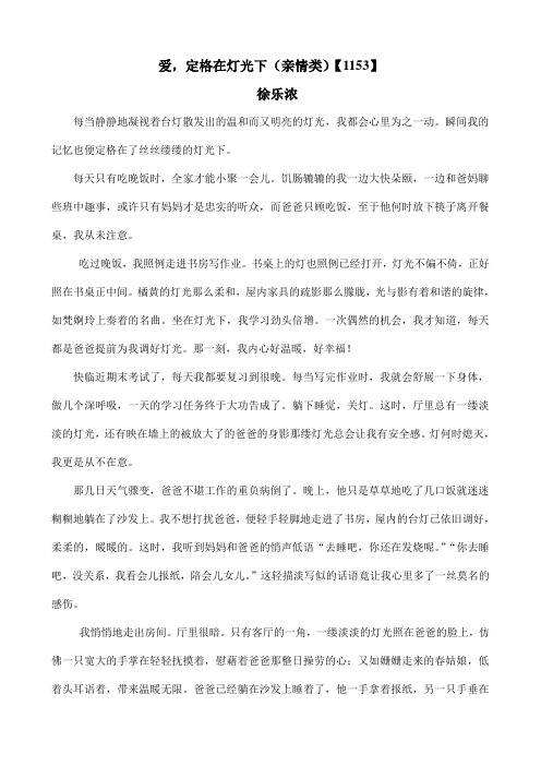 初中初三中考作文范文-爱,定格在灯光下