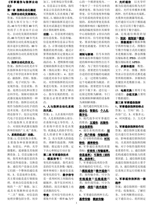 《军事通信与指挥自动化》学习考试大纲