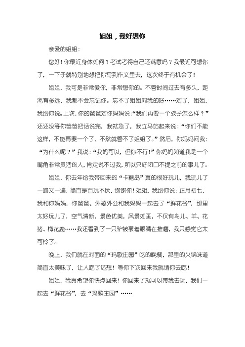 三年级作文：姐姐,我好想你作文500字