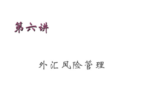 国际贸易专业课件  第六讲：外汇风险管理