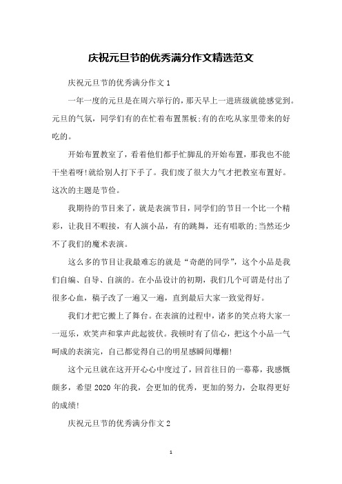 庆祝元旦节的优秀满分作文精选范文