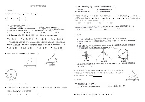 河南省淮阳羲城中学2018-2019学年上学期九年级数学期末测试卷(扫描版)(无答案)
