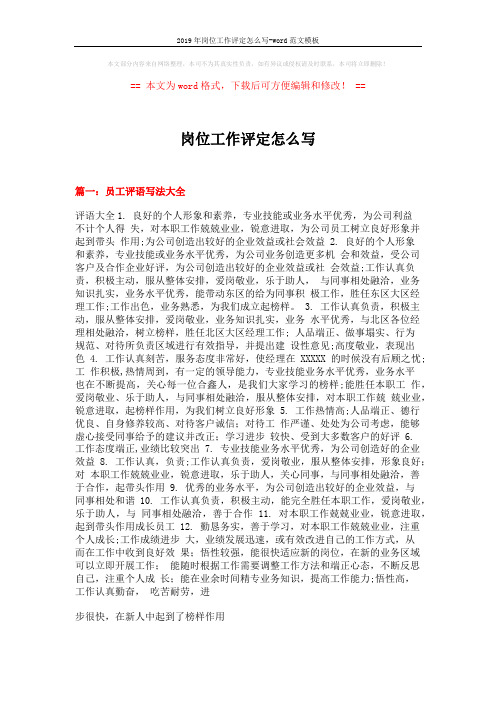 2019年岗位工作评定怎么写-word范文模板 (4页)