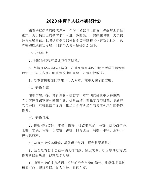 2020体育个人校本研修计划