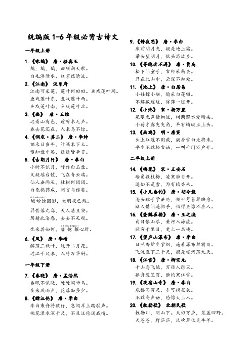 【小学必背古诗129首(修改)