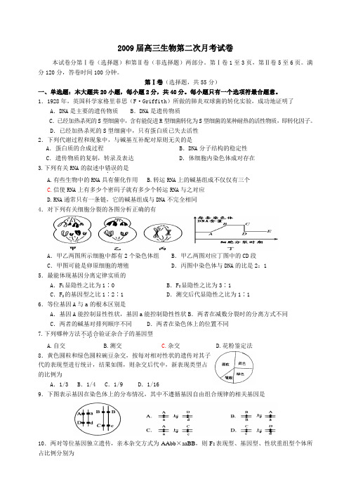 2009届高三生物第二次月考试卷