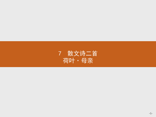 散文诗荷叶母亲优质课件PPT七年级上册教案教学设计教学要求板书设计