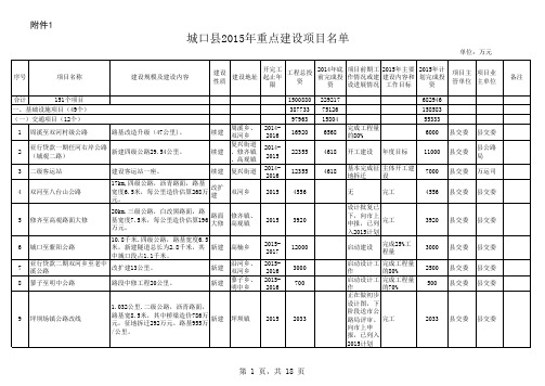 重点建设项目表