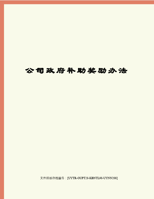 公司政府补助奖励办法