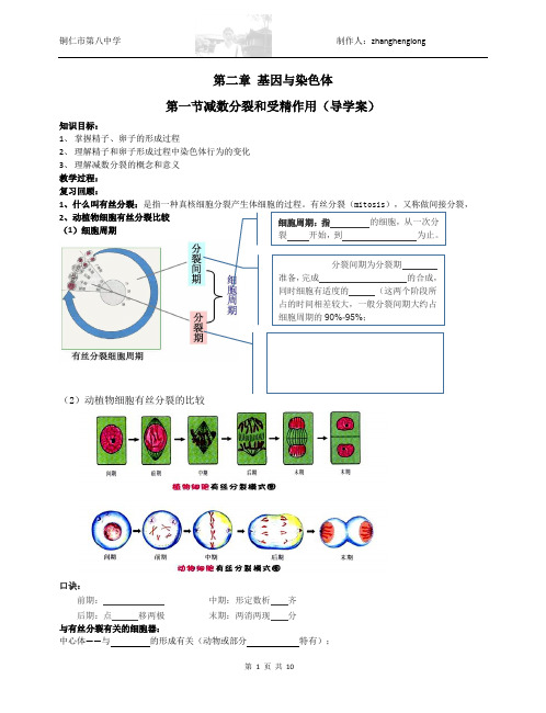 第一节减数分裂和受精作用(导学案)