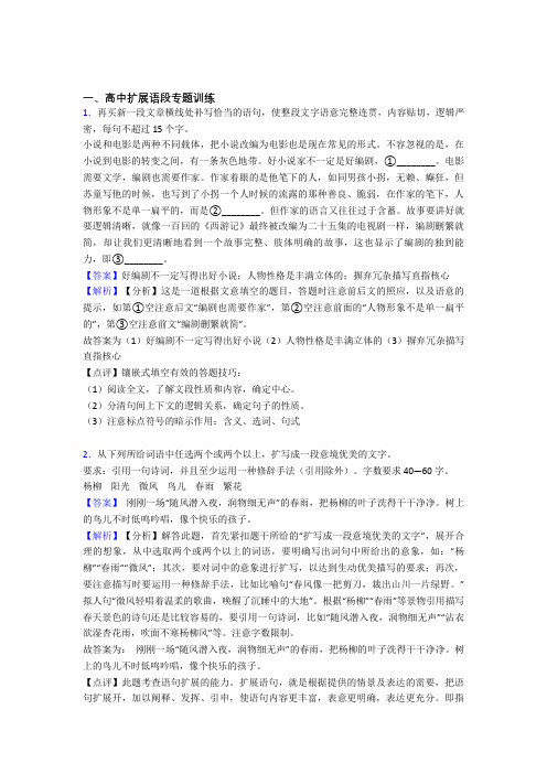 备战高考语文专题复习扩展语段的综合题含答案解析