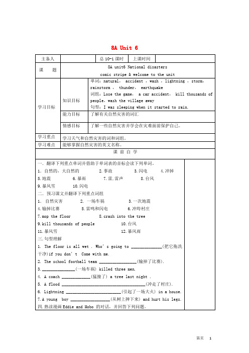 八年级英语上册  Unit6精品教学案(Word版共10课时) 牛津译林版