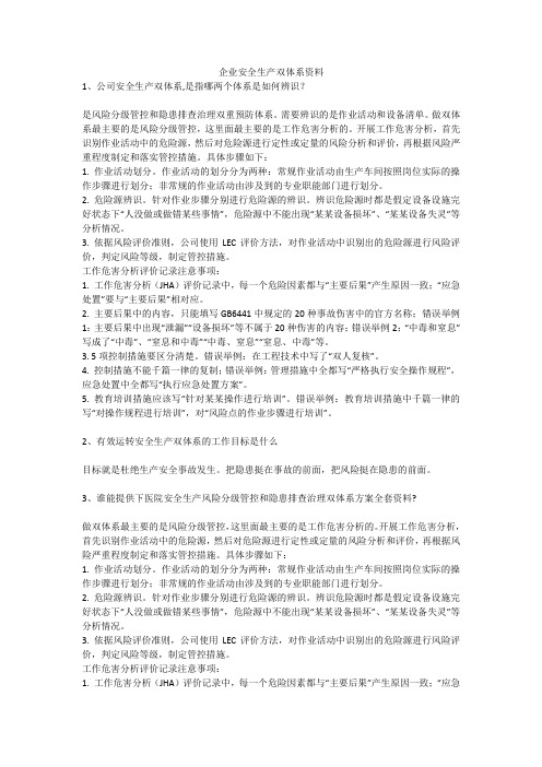 企业安全生产双体系资料安全生产