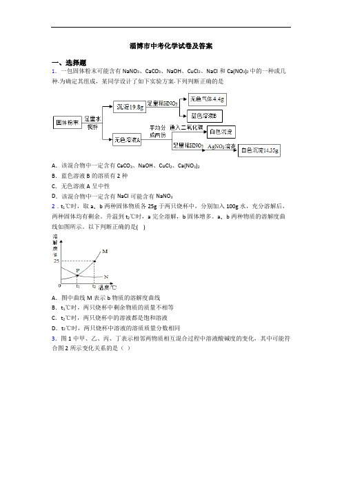 淄博市中考化学试卷及答案