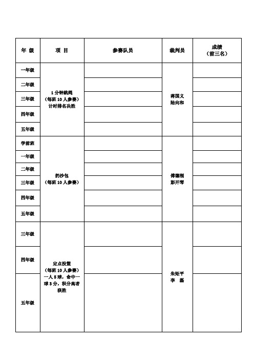 运动会报名表