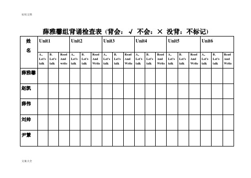 英语课文背诵检查表