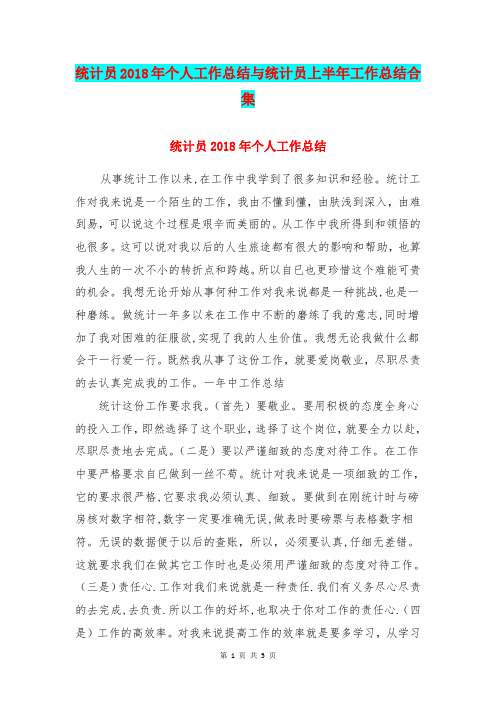 统计员2018年个人工作总结与统计员上半年工作总结合集