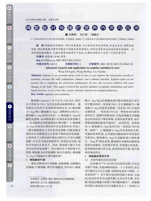 精氨酸对母猪的营养作用与应用