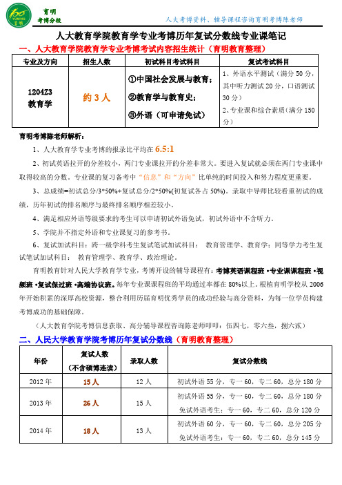 人民大学教育学考博真题-考研考博资料