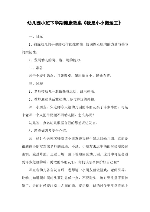 幼儿园小班健康教育教案5篇