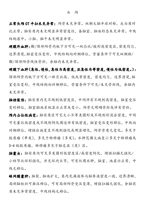 CT诊断报告模板(删减版)