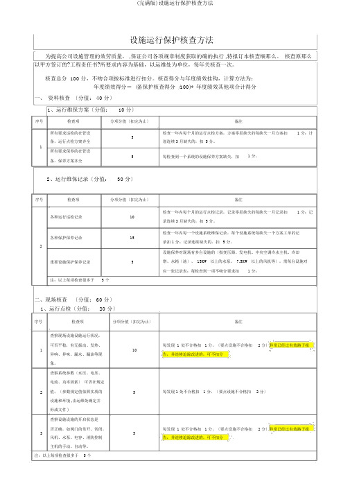 (完整版)设备运行维护考核办法