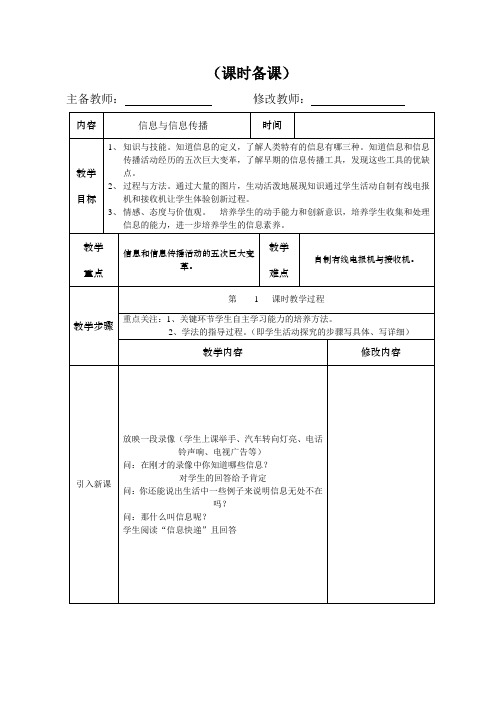 新苏科版九年级物理下册《十七章. 电磁波与现代通信  一、信息与信息传播》教案_2