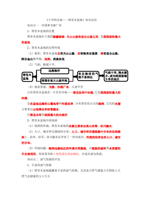 《干旱的宝地——塔里木盆地》知识总结