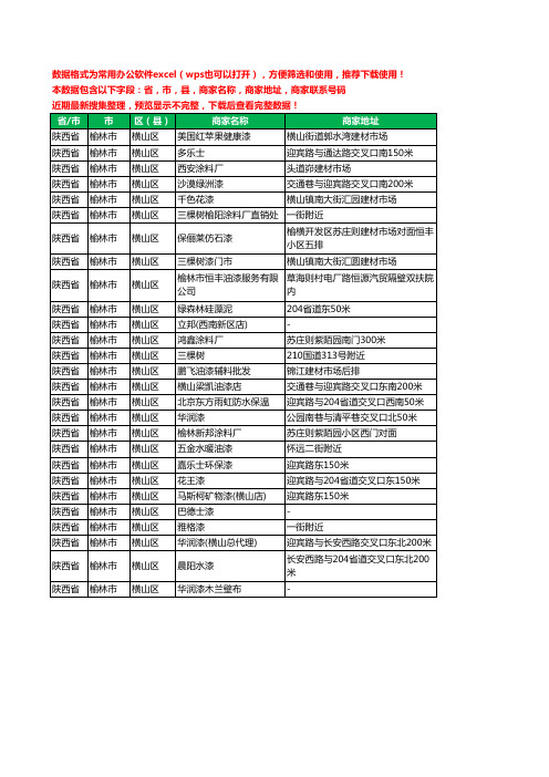 2020新版陕西省榆林市横山区涂料工商企业公司商家名录名单黄页联系电话号码地址大全27家