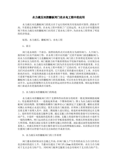 水力液压双控翻板闸门在水电工程中的应用