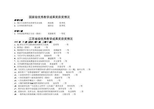 国家级优秀教学成果奖获奖情况