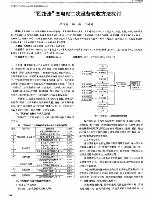 “回路法”变电站二次设备验收方法探讨