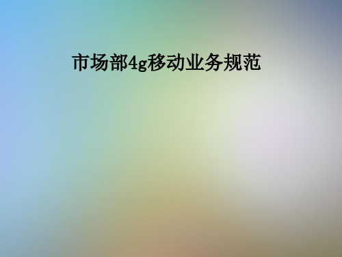 市场部4g移动业务规范