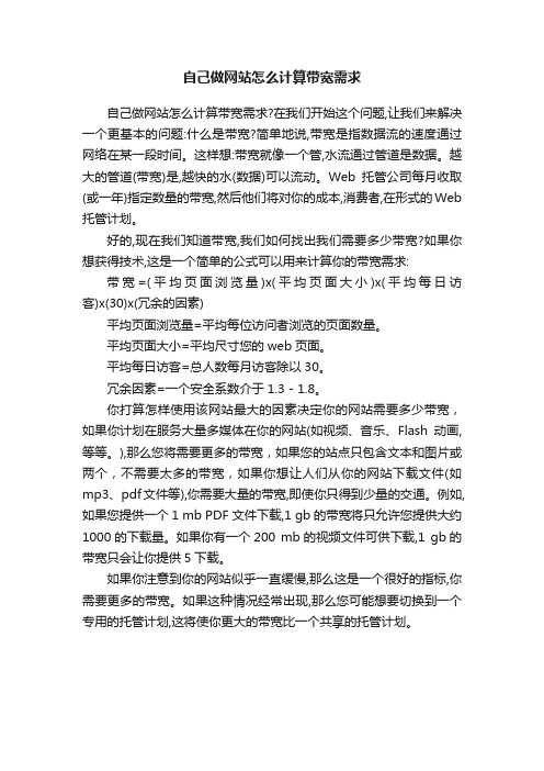 自己做网站怎么计算带宽需求