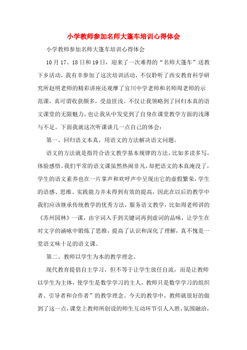 小学教师参加名师大篷车培训心得体会