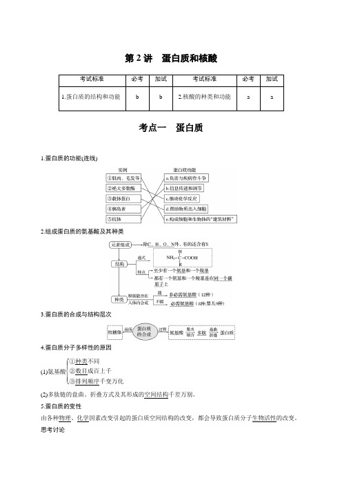 高考生物一轮浙江选考总复习：第一单元   细胞的分子组成与结构 第2讲(第一单元 第2讲)