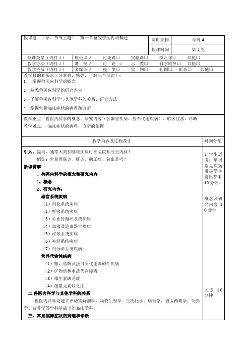 动物普通病学教案-内科-消化系统疾病-4学时